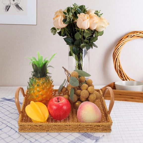 ELAYARD Light Brown Imitation Rattan Woven Basket for Home Fruit and Bread Holding
