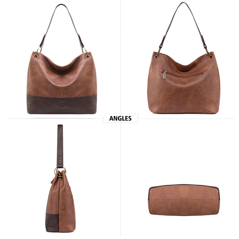 Wrangler Hobo Bag, Vegan Leather Two-Tone Brown photo 4