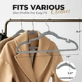 thumbnail image 2 of Lifetime Appliance Parts 50 Pack Velvet Hanger for Shirt Pants Dresses Skirts Suits Jackets - Slim Space Saving Design - Sturdy & Durable Design with Shoulder Grooves Hook - Grey, 2 of 6