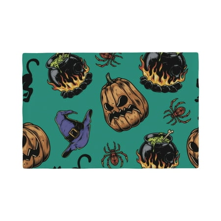 

Placemats Set of 4 Vintage Pumpkin Spider Cat Place mats for Dining Table Indoor/Outdoor Cute Heat Resistant Washable Table Mats(18 x 12 )