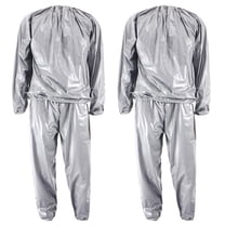2X Heavy Duty Fitness Weight Loss Sweat Sauna Suit Exercise Gym Anti-Rip Silver L
