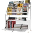 thumbnail image 6 of 5 Tier Metal Cabinets & Shelves on Wheels,White Book Shelf for Kids,Bookcases for Kids Bookshelf and Toy Storage, Bedroom, Living Room, Library, Playroom Storage, 6 of 9