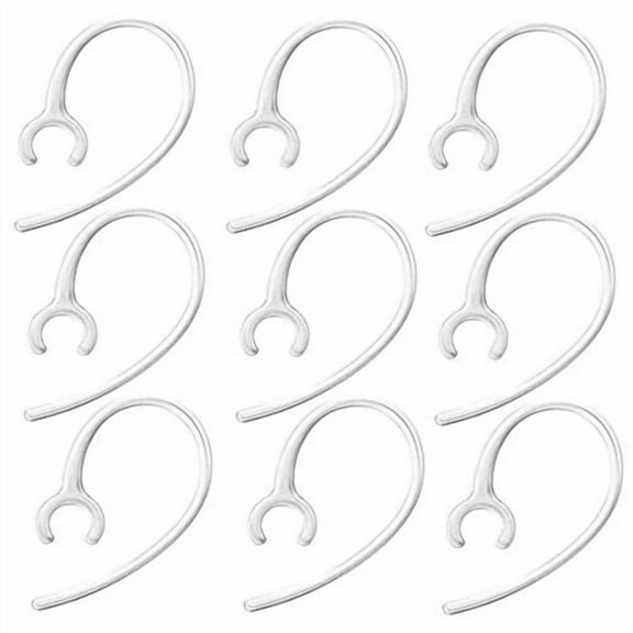 Snap-in Replacement Ear Hooks for Wireless Bluetooth Earbuds Headset Earhook Clips - Universal Spare Clamp Hooks, 9 Pack, Clear