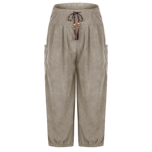 Pantalones largos para hombre, moda informal, color liso, con bolsillos, con cordón, de pana, de poliéster.