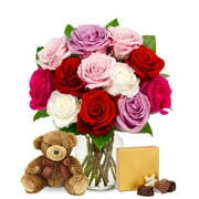 From You Flowers - One Dozen Sweetheart Roses with Teddy Bear & Chocolates for Birthday, Anniversary, Get Well, Congratulations, Thank You, All Occasions