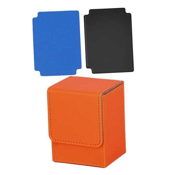 Caja contenedora para baraja de cartas coleccionables con capacidad para más de 100 cartas y separadores. Soporte para tarjetas de juego. Naranja