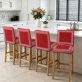 thumbnail image 3 of Red Geometric Bar Stool Cover Set of 6, White Greek Key Design Burlap Modern Art Stretch Bar Chair Cover, Removable Washable Pub Counter Stool Chair Slipcover for Kitchen Dining Room Pub Cafe, 3 of 9