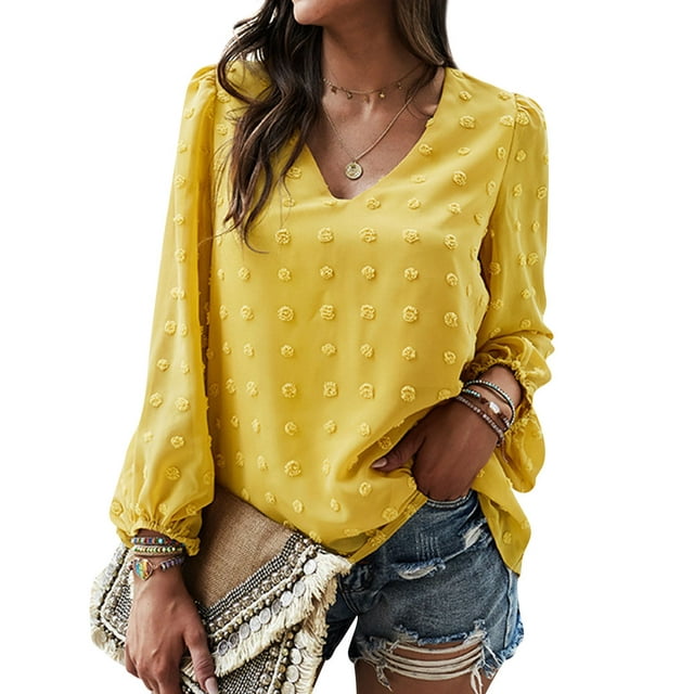 Chemise à Manches Longues à Col en V à Manches Longues pour Femmes