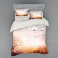 thumbnail image 2 of Ambesonne Fantasy Bedding Set 3 Pcs, Butterflies Trees Sky, Twin XL, Pale Pink Orange, 2 of 3