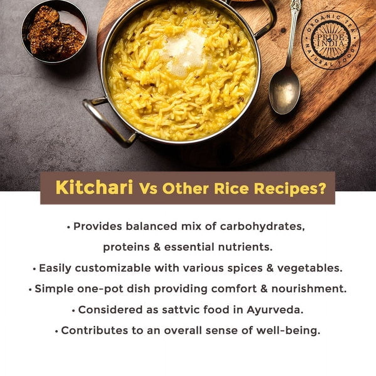 Pride of India - Pack of 6 - White Basmati Rice And Lentil Kitchari Mix, Protein Superfood, 3 lbs Jar