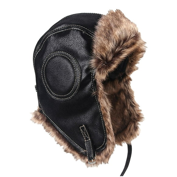 Runquan Arctic Explorer Trapper Hat - Insulated Winter Headwear for Extreme Cold Weather Black