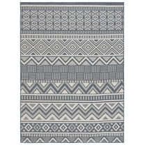 SAFAVIEH Martha Stewart Geometric Indoor/Outdoor Area Rug, Navy/Cream, 6'7" x 8'7"
