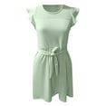thumbnail image 3 of WOYY Big Girls A Line Dress Sleeveless Ruffle Irregular Dress with Belt, Sizes 13-14Y, 3 of 4