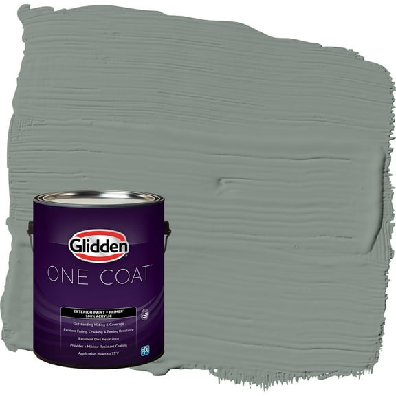 Glidden One Coat Gray Heron / Grey Satin Exterior Paint with Primer, 1 Gallon