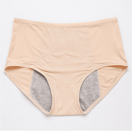 Fulorrnie Underwear for Women Plus Size High Waist Comfort Panties Briefs Elastic Flat Seams Leakproof Panty  Beige  XXXXL