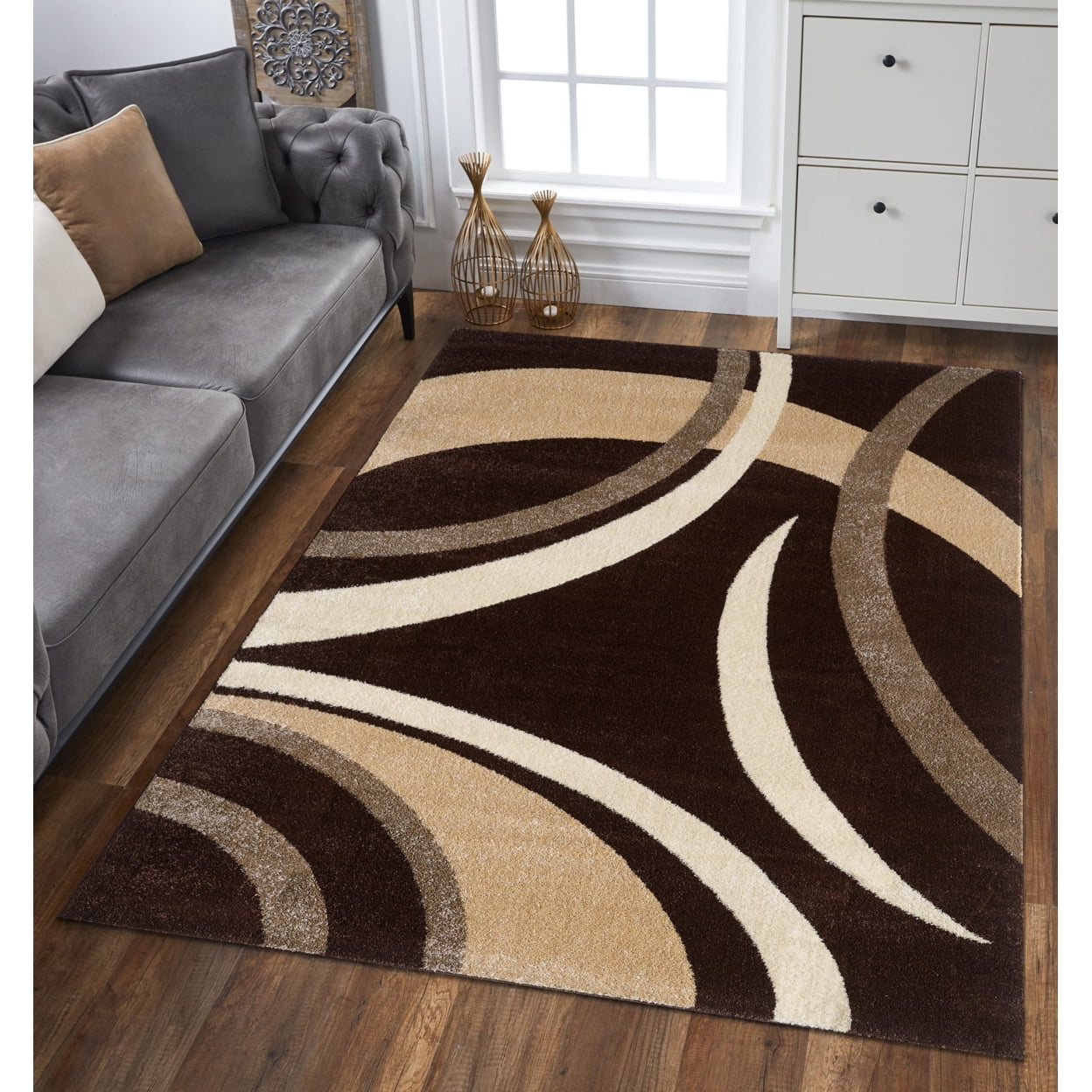 L'Baiet Abigail Graphic Area Rug Brown 4' x 6' Medium Area Rugs Carpet for Living Room, Bedroom, Dining Table, Office, Hallway, Foyer | Neutral Colorful Modern Abstract Home Decor
