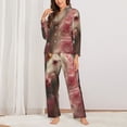 thumbnail image 2 of Pofeuu Haired White Horse Print Womens Pajamas Set Long Sleeve Sleepwear Button Down Nightwear Soft Pj Lounge Sets Button Down Pajamas Women-Large, 2 of 7