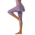 thumbnail image 4 of COMVALUE Skirted Leggings for Women Capri, Athletic Tennis Skirt with Leggings Golf Pickleball Clothes with Pockets Purple for Size XL, 4 of 7