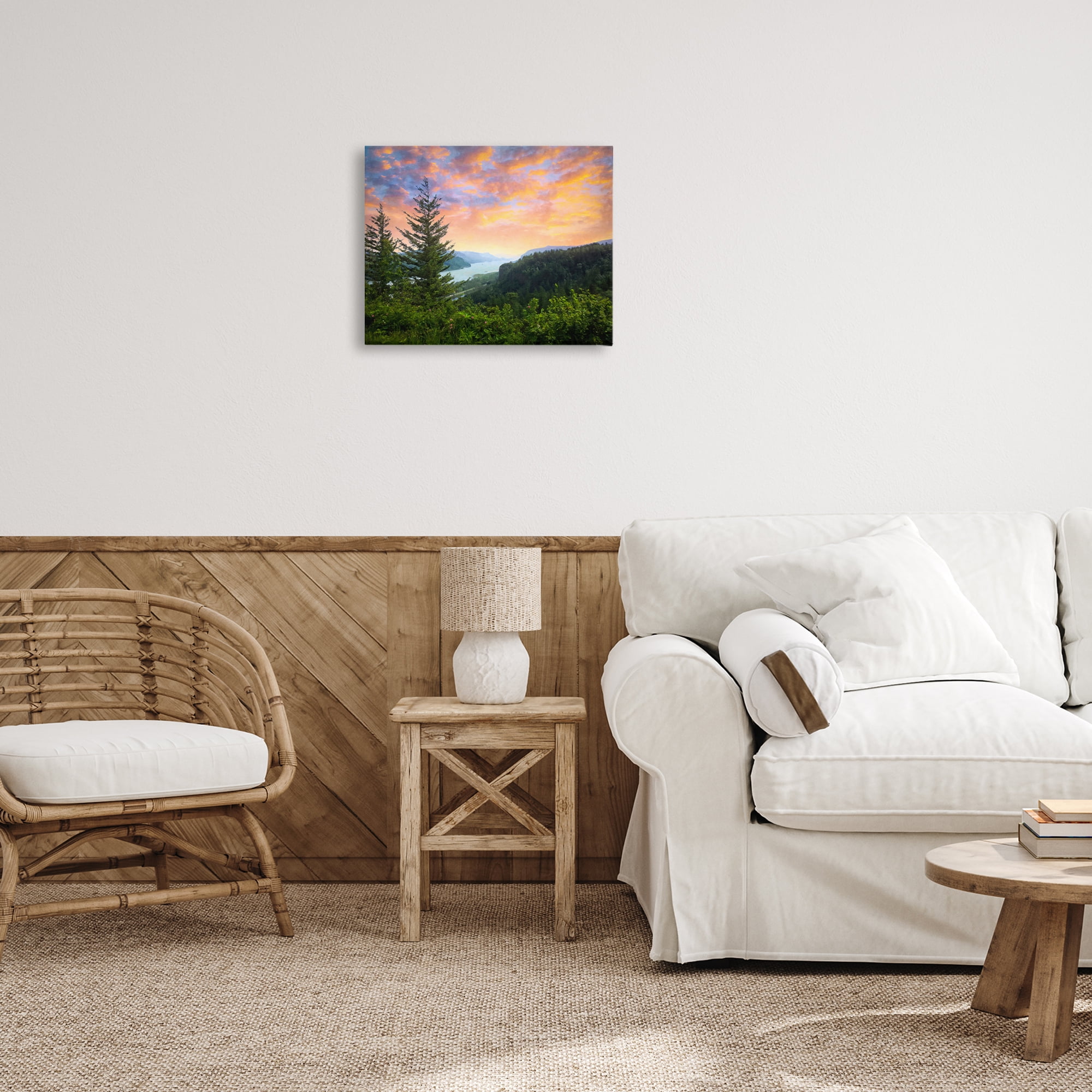 Stupell Industries Scenic Overlook at Sunset Landscape & Nature Painting Wrapped Canvas Art Print Wall Art, 20 x 16