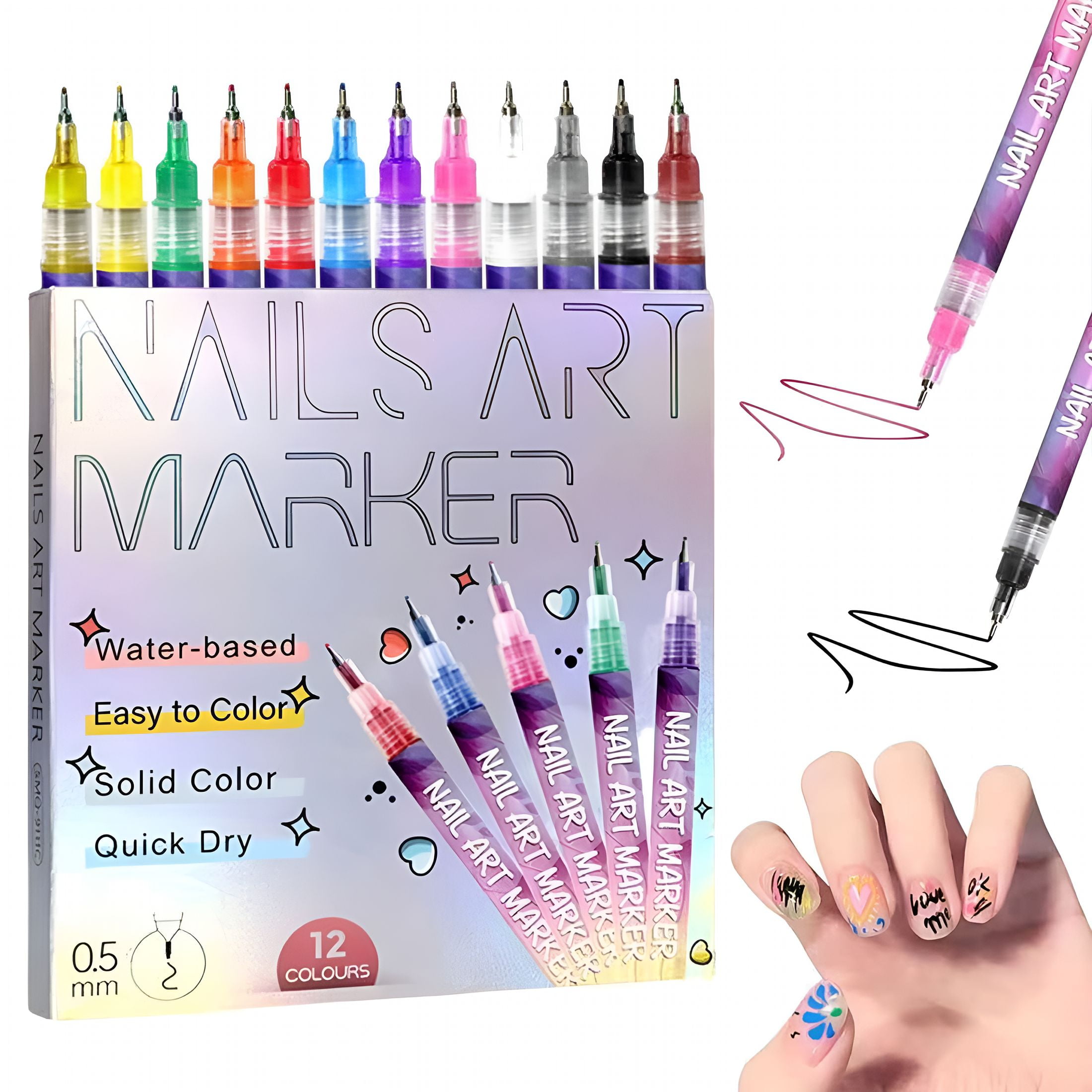 RAGUPEL 12 Colors Nail Art Pens Set,Nail Art Markers for Gel Nails,Nail Point Graffiti Dotting Pen Drawing Painting Liner Brush for Dotting Drawing Painting Point Liner Diy(2 Pack)