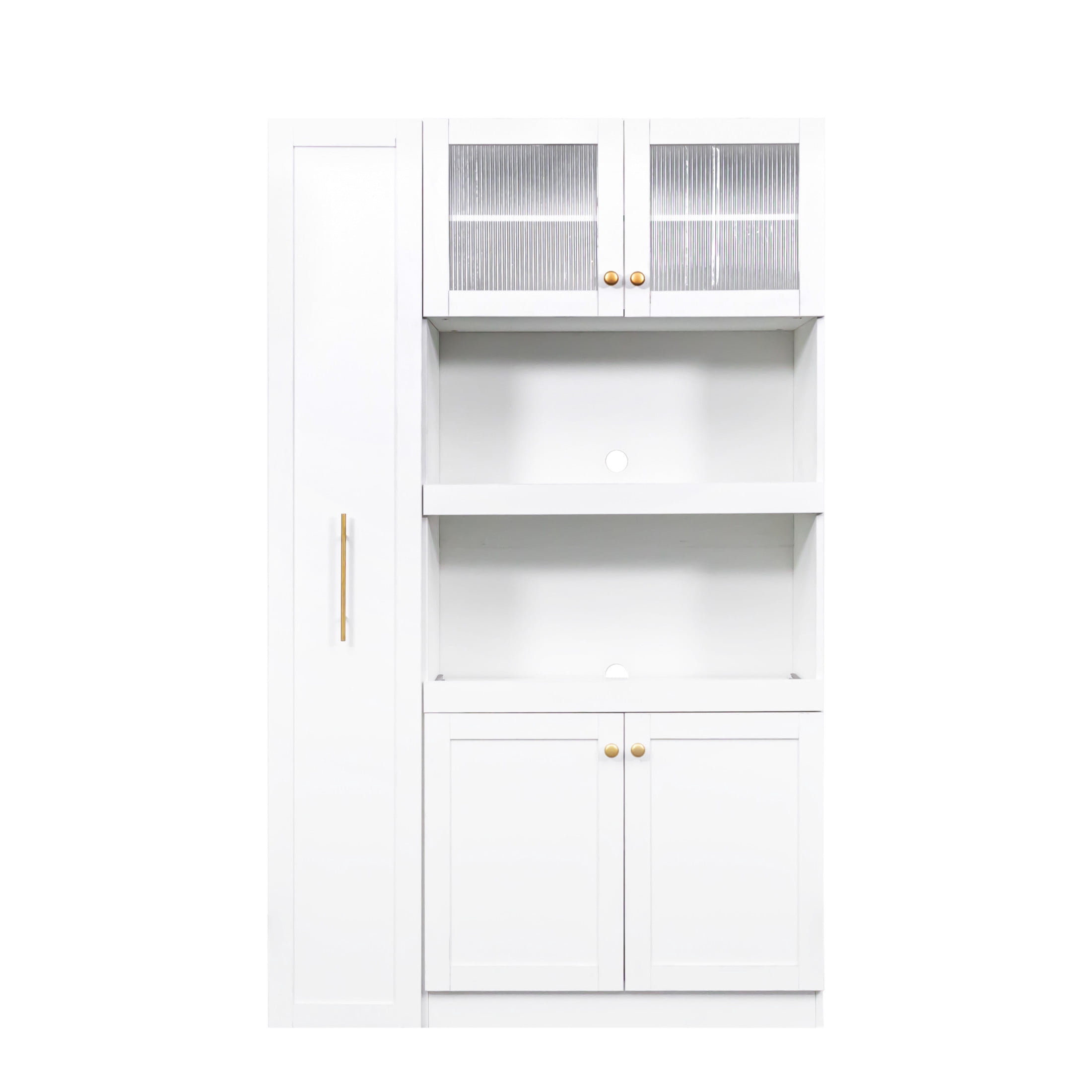 Noble House Junton 70.9" Farmhouse Pantry Cabinet with Doors, Pull-Out Multi-Tier Shelves, Wooden Storage Shelf, White