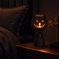 thumbnail image 5 of QLUEWX Halloween Glowing Woven Pumpkin Candle Holder, 7.8" Black Rattan Woven Pumpkin Tea Light Candle Holder with LED Candle, Fall Farmhouse Table Centerpieces for Thanksgiving Halloween Party, 5 of 8