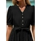 thumbnail image 5 of Vestido midi PRETTYGARDEN 2025 con cuello en V y manga corta con bolsillos, 5 of 9