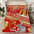 thumbnail image 2 of Manfei San Francisco Twin Sheet Sets,Rugby Sports Twin Fitted Sheet,American Rugby Games Flat Sheet,Breathable Room Decorative,3-Piece, 2 of 6