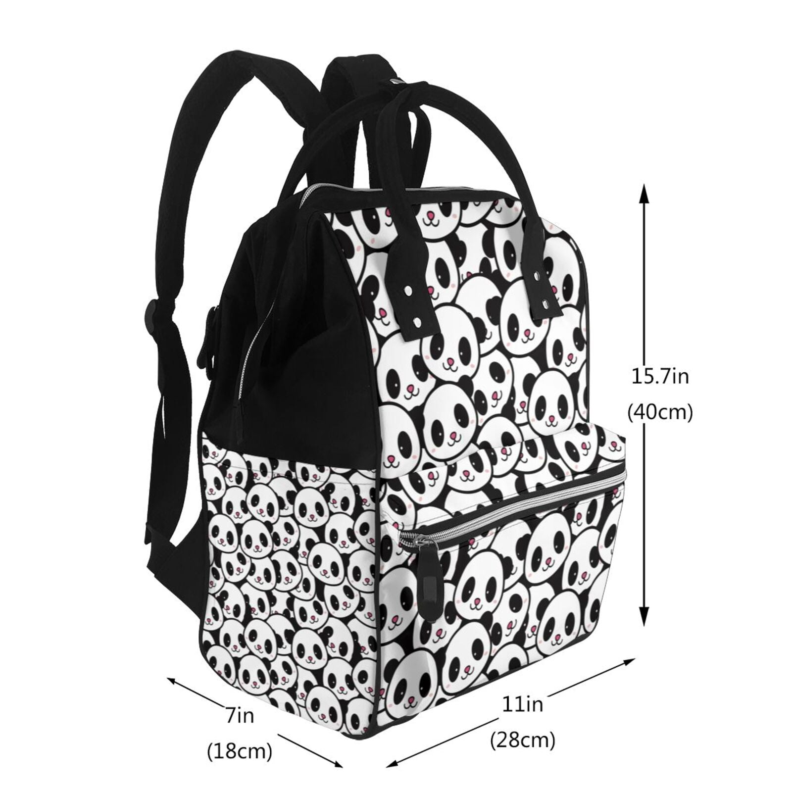 Ratiio Cute Panda Mummy Backpack - Waterproof Twill Canvas, Large Capacity Diaper Bag with Multiple Pockets and Adjustable Straps