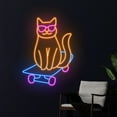 thumbnail image 3 of Handmadetneonsign Cat Skateboarding Neon Sign, Skateboard Cat Led Sign, Cat Skateboarder Led Light, 3 of 5