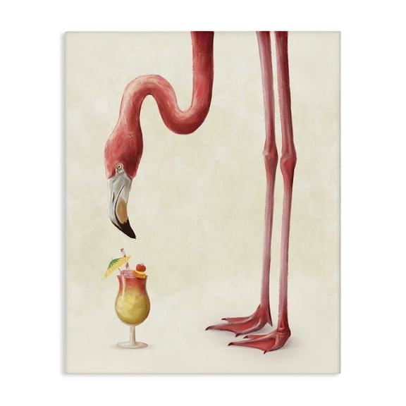 Stupell Industries Eclectic Pink Flamingo with Tropical Cocktail Canvas Art, 16 x 20, by Ziwei Li
