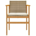 thumbnail image 3 of vidaXL Garden Chairs with Cushions 2 pcs Beige Poly Rattan&Solid Wood, 3 of 5