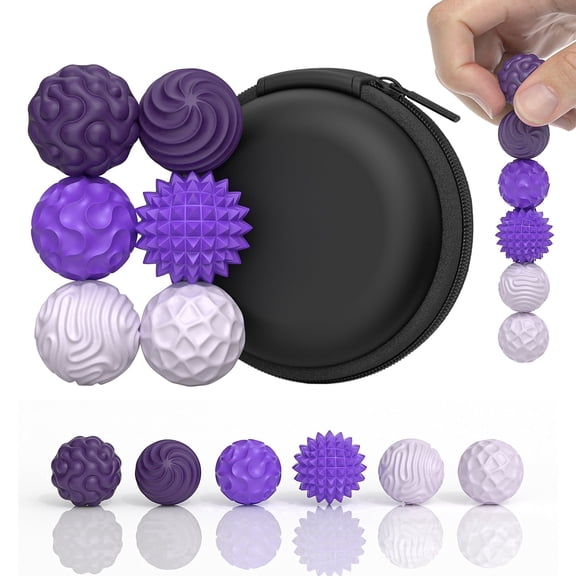 6 Pcs Magnetic Fidget Balls Silicone Sensory Toys Stress Relief for Adults Teens Autism ADHD Anxiety Quiet Desk Toy, Purple