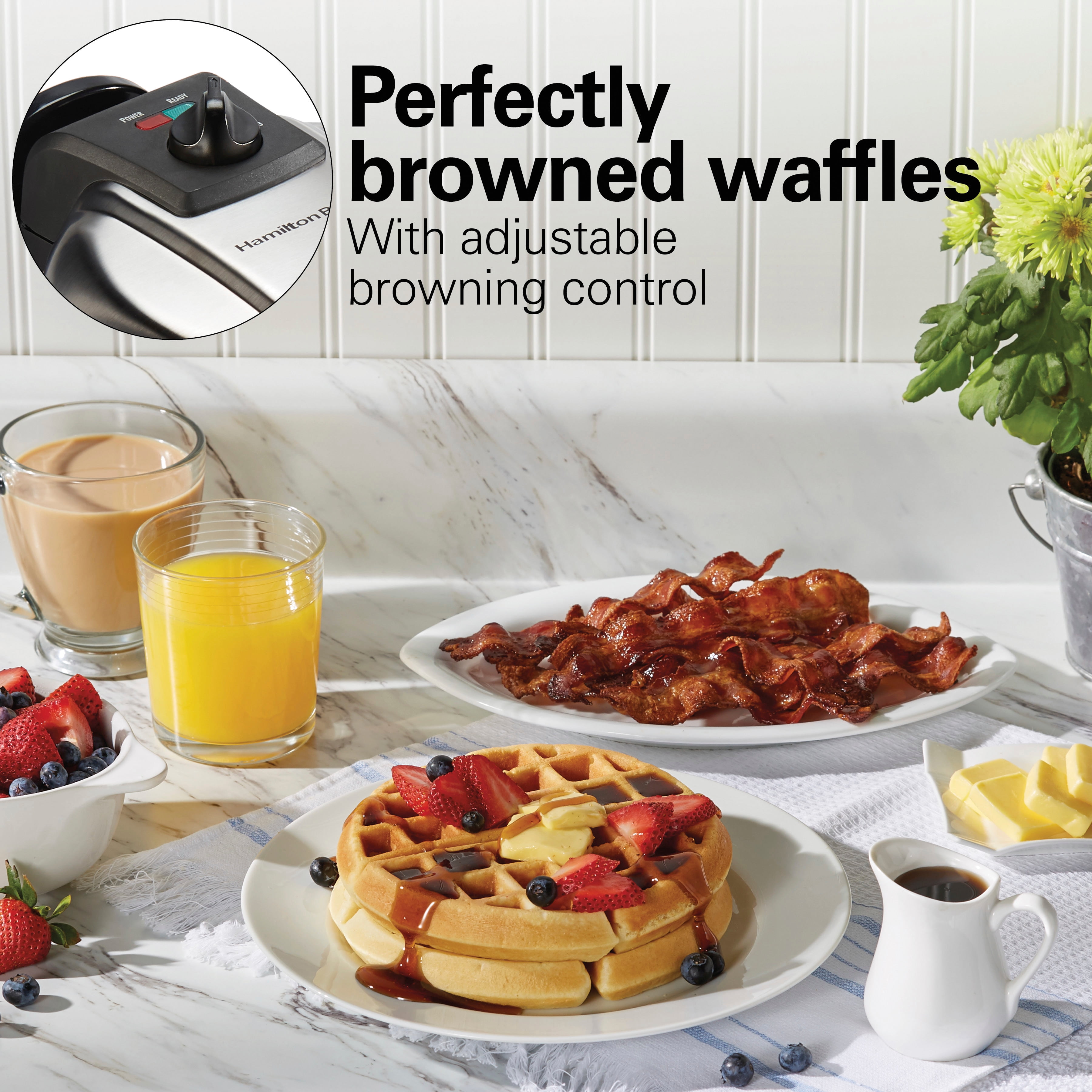 Waffle Maker, Belgian Waffle Maker Iron 180° Flip Double Waffle, 8 Slices,  Rotating & Nonstick Plates, Removable Drip Tray, Cool Touch Handle, Black