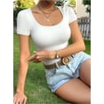 thumbnail image 4 of MOYIKO Scoop Neck Short Sleeve Shirts for Women Fitted Tops Tee,Size Small, 4 of 6