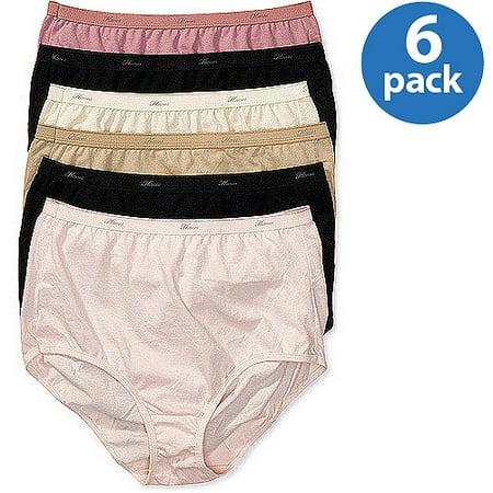 Hanes Women's Cotton Brief Panties 6-Pack, Assorted Colors