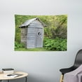 thumbnail image 1 of Outhouse Tapestry, Vintage Farm Life Cottage Barn Shed in Forest Trees Leaves Picture, Wall Hanging for Bedroom Living Room Dorm Decor, 60W X 40L Inches, Light Grey and Fern Green, by Ambesonne, 1 of 2