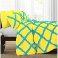 thumbnail image 3 of D.N.G. BEDDINGS 3 Piece Luxury Two Tone Diamond Ruffle Pattern Comforter Set Premium Super Soft, All Season 800 Thread Count, 100% Egyptian Cotton, Twin/Twin XL Size Yellow-Turquoise Blue Color, 3 of 4