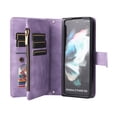 thumbnail image 4 of Mantto Galaxy Z Fold 3 5G Cover, Wallet Card Slot Crossbody/Shoulder Strap + Wristlet Strap Magnetic Premium PU Leather Zipper Pocket With Kickstand For Samsung Galaxy Z Fold 3 5G, Purple, 4 of 14