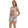 thumbnail image 3 of DARING DIVA Women's High Low Sleeveless Flowy Tank Top Athletic Yoga Workout Shirt S Khaki, 3 of 7
