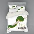 thumbnail image 2 of Ambesonne Funny Bedding Set 3 Pcs, Cartoon Snake Mascot Love, Twin XL, Green Navy Ecru, 2 of 3