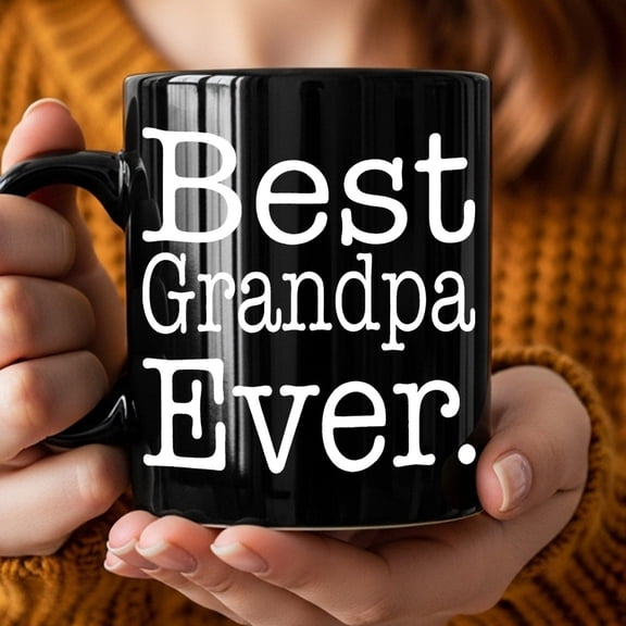 1pc Best Grandpa Ever Coffee Mug - Black Ceramic Cup With Grandpa-Themed Design, Ideal Gift For Grandfather's Day, Birthday, Or Father's Day Present - Heartwarming Keepsake For Daily Use