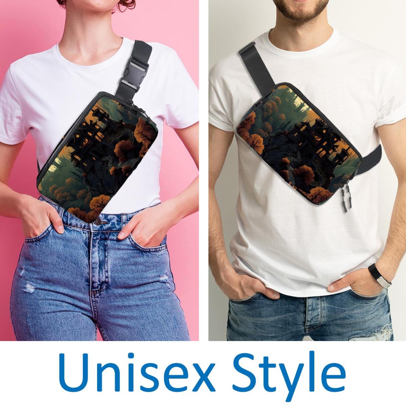 Halloween Castle Lightweight Adjustable Crossbody Bag with Extension Strap - Unisex Fanny Pack Waist Pack Cross Body Bag