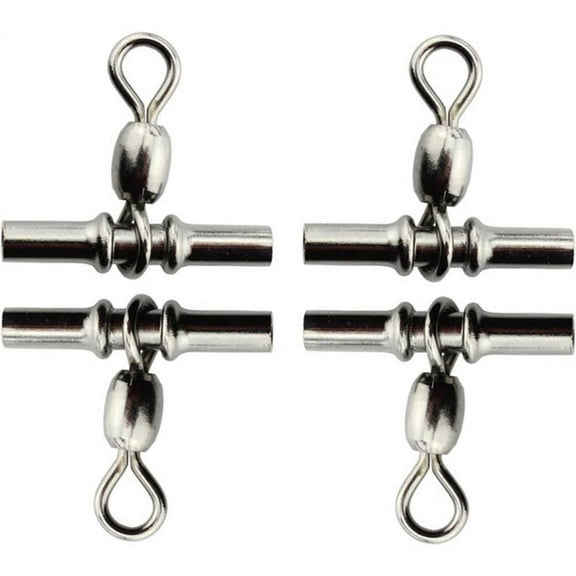 Cross Line Fishing Swivels 50Pcs 3 Way T Shape Fishing Swivel Sleeves Crimp Swivel Fishing Tackle Connector Size: 2/0 #3 (3#)
