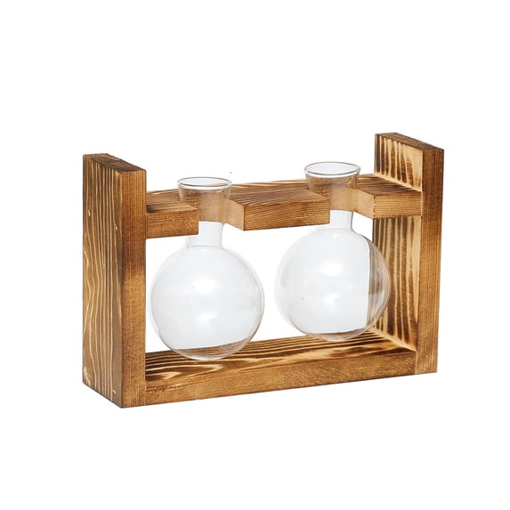 Yuedong Hydroponic Glass Vase Green Dill With Solid Wood Bracket For Small Plants Aquatic Plants Air Plants Flowers Easy To Use