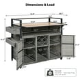 thumbnail image 6 of YIYADO 52.8" Grey Wicker Outdoor Grill Cart with Drop Leaf, Poly-Wood Tabletop, Lockable Wheels, Storage Cabinet, Wine Rack & Spice Shelf for Patio, Garden, or Poolside Use, 6 of 7