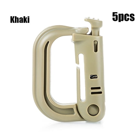 1/2/5pcs Plastic Outdoor EDC Tools Tactical Backpack Climbing Accessories Webbing Backpack Buckle Shackle Carabiner Keyring Locking Snap D-ring Clip KHAKI 5PCS