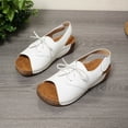 thumbnail image 5 of Ladies Daily Walking Open Toe Sandals, Slip On Low Platform Cushioned Footwear Spring Summer Casual Shoes White 6, 5 of 7