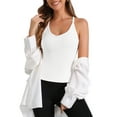 thumbnail image 4 of Allegra K Women's Slim-Fit Camisoles Ribbed Deep V-Neck Comi Workout Tank Top White M, 4 of 4