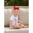 thumbnail image 5 of BemeyourBBs Newborn Baby Baby Girls Baseball Outfits Cute Summer Romper Clothes Short Sleeve Round Neck Baseball Themed Embroidery Bodysuit and Headband Set, 5 of 9